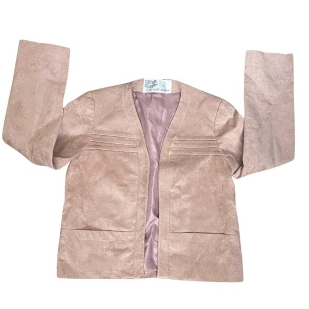 Vintage Samuel Robert by Peter Hatsi Androu Blush Pink Suede Like Blazer Jacket - Picture 3 of 12